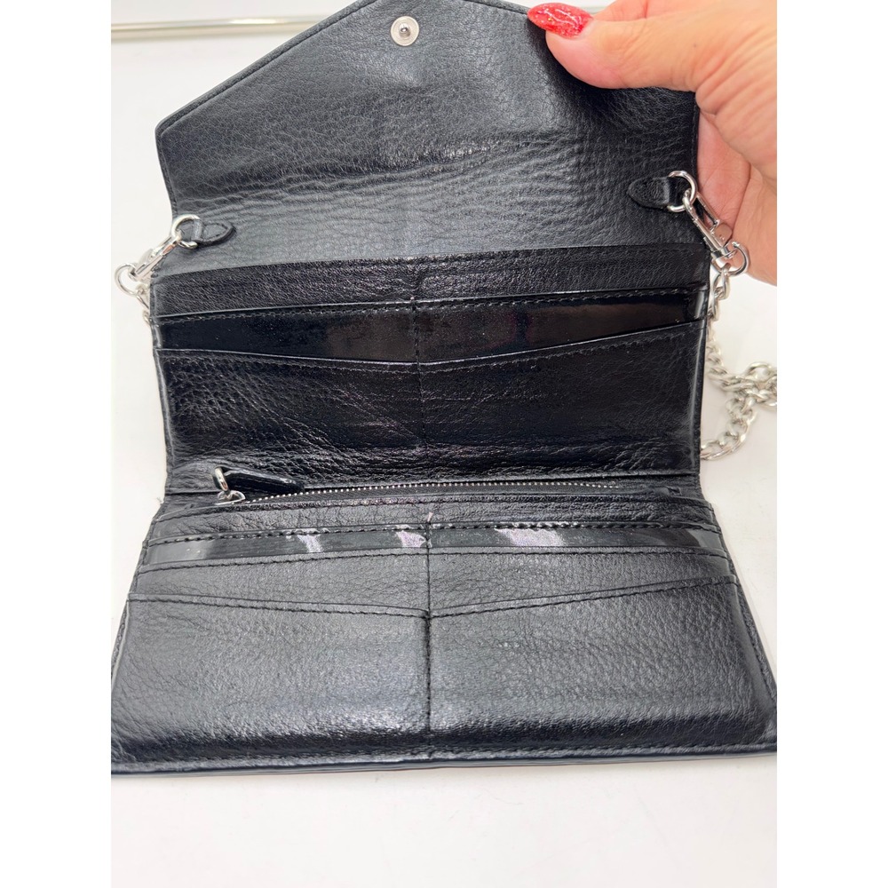 My Flat In London Black Leather Bow Crown Crossbody Wallet Bag Jan Haedrich - Picture 6 of 12